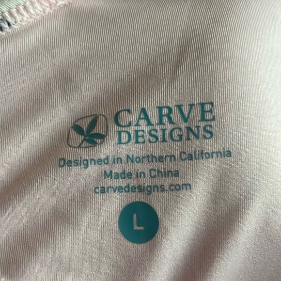 Carve Designs Villa One Piece Swimsuit Size Large Excellent Striped Pink Navy - Picture 2 of 9